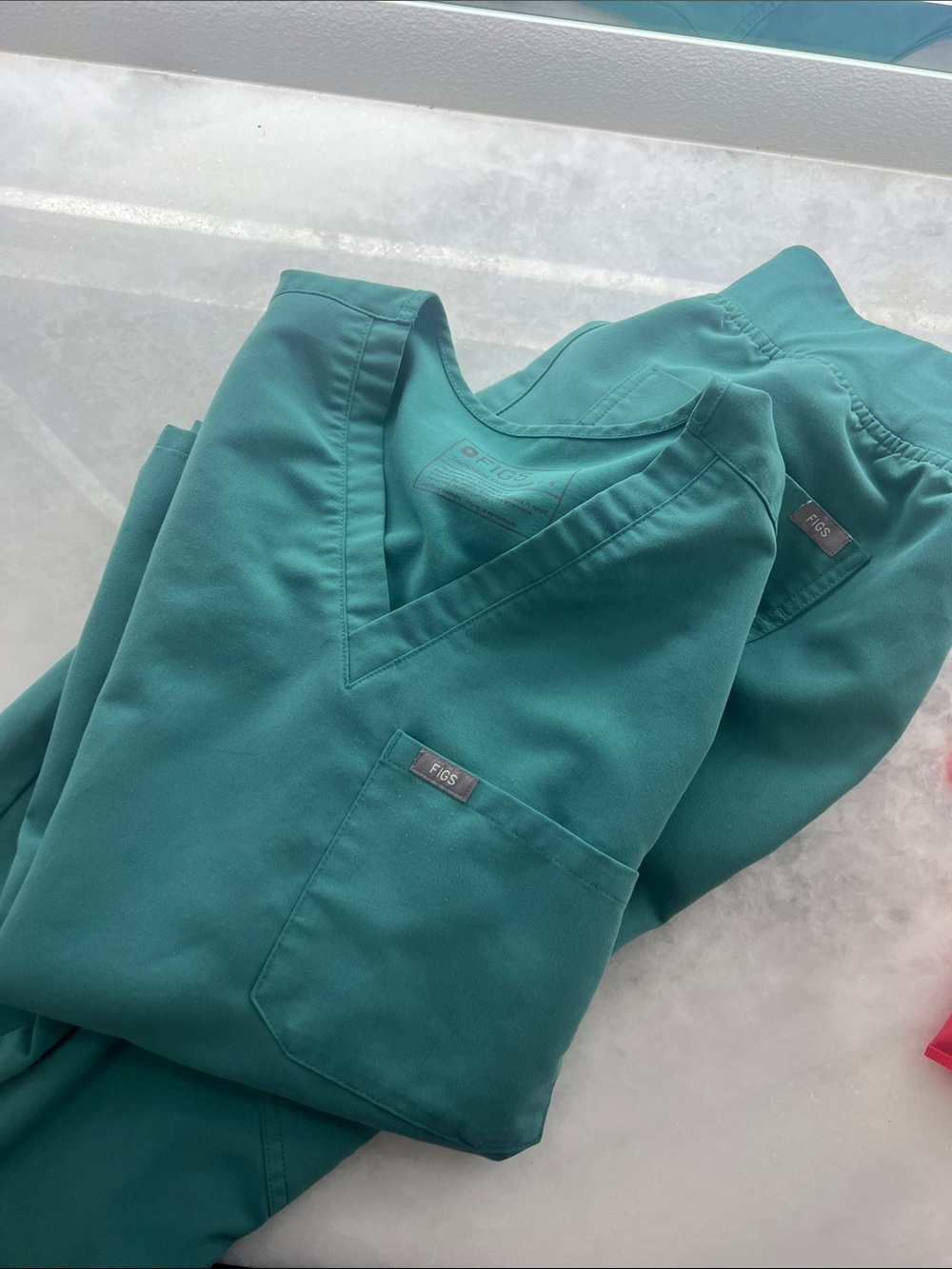 Figs Women's Teal V-Neck Scrub Top and Pants